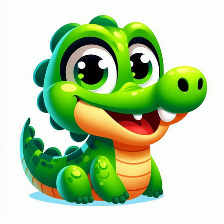 Cute crocodile isolated on white background. Cartoon style. Vector illustration.のイラスト素材