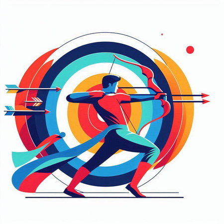 Archery sport, archery man with bow and arrow vector illustrationのイラスト素材