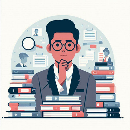 Businessman in the office. Vector illustration in a flat style.のイラスト素材
