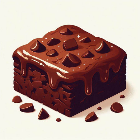 Illustration of a chocolate cake with chocolate on a white background.のイラスト素材