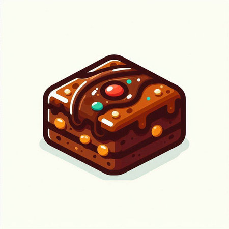 Illustration of a piece of chocolate cake on a white background.のイラスト素材