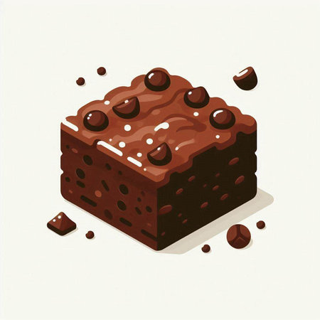 Illustration of a chocolate cake with chocolate chips on a white backgroundのイラスト素材