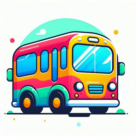Colorful bus on a white background. Vector illustration in flat style.のイラスト素材