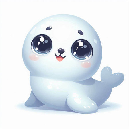 Cute cartoon baby seal isolated on a white background. Vector illustration.のイラスト素材