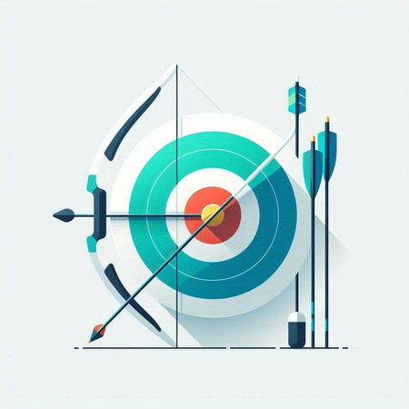 Archery target with arrows. Flat design vector illustration. Conceptual business background.のイラスト素材