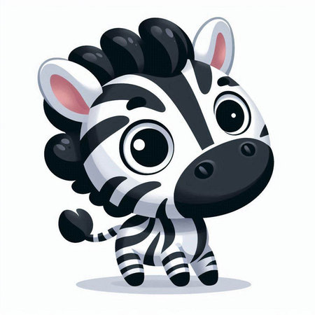 Cute zebra on a white background. Vector illustration of a cartoon character.のイラスト素材