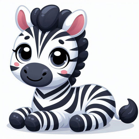 Cute cartoon zebra on a white background. Vector illustration.のイラスト素材