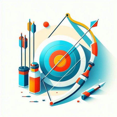 Archery target with arrows. Isometric 3d vector illustration.のイラスト素材