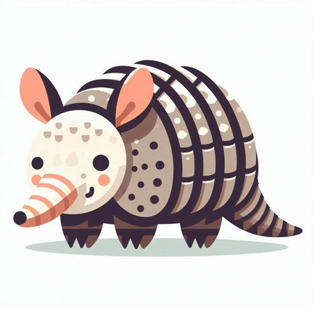 Cute cartoon armadillo. Vector illustration isolated on white background.のイラスト素材