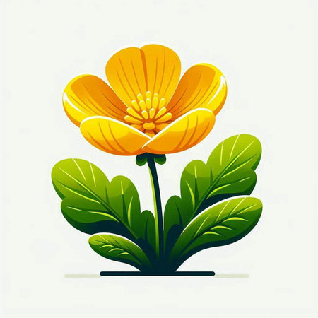 Illustration of a yellow flower on a white background with copy spaceのイラスト素材