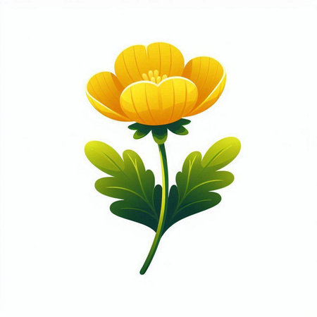 Beautiful yellow flower isolated on white background. Vector illustration. Eps 10.のイラスト素材