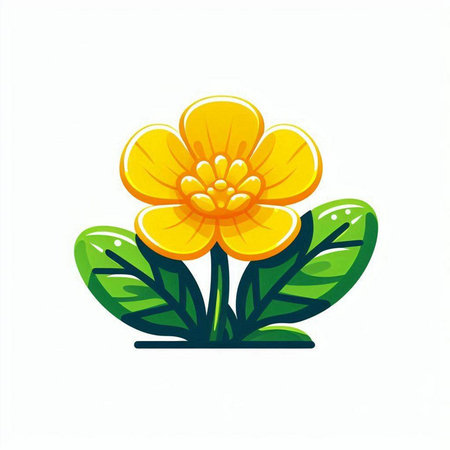 Beautiful yellow flower isolated on a white background. Vector illustration.のイラスト素材