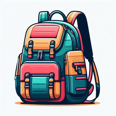 Vector illustration of Backpack. Isolated on white background. Cartoon style.のイラスト素材