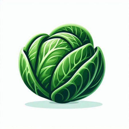 Cabbage vector illustration. Cabbage isolated on white background. Vector illustration.のイラスト素材