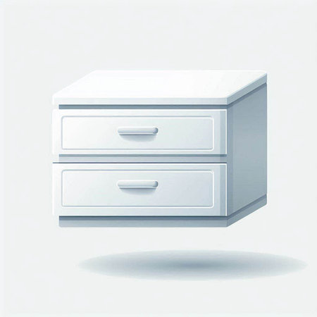 Illustration of a white chest of drawers on a white backgroundのイラスト素材