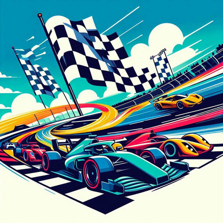 Race car on the road. Vector illustration in retro style. Clip-artのイラスト素材