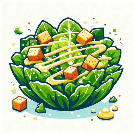 Cabbage salad with cheese and honey. Vector illustration in cartoon style.のイラスト素材