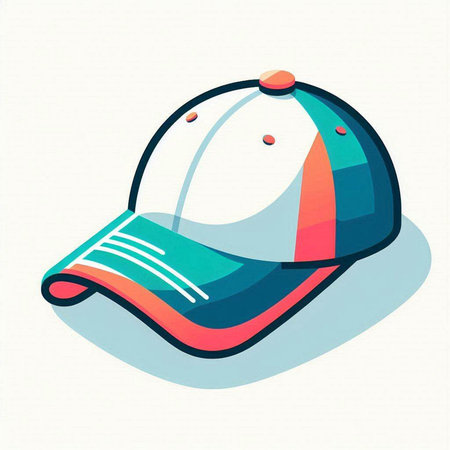 Baseball cap icon in cartoon style on white background. Vector illustration.のイラスト素材