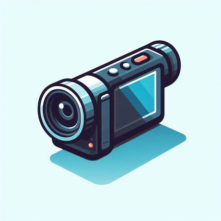 Modern digital camera icon, vector illustration. Flat design style with shadow.のイラスト素材