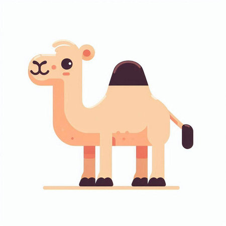 Cute camel. Vector illustration in flat cartoon style isolated on white background.のイラスト素材