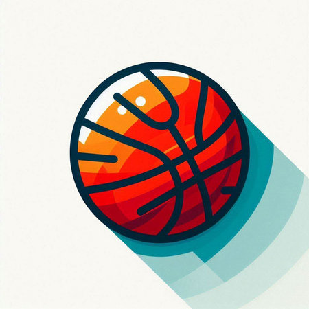 basketball ball, vector illustration. Flat design style with long shadow.のイラスト素材