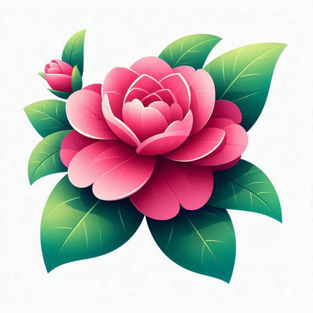 Camellia flower on a white background. Vector illustration.のイラスト素材
