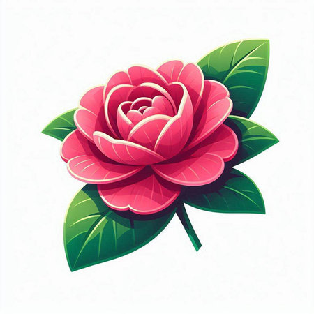Camellia flower isolated on white background. Vector illustration.のイラスト素材