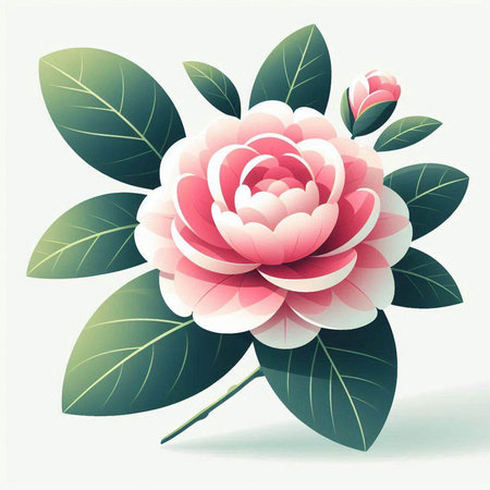 Beautiful camellia flower on white background. Vector illustration.のイラスト素材