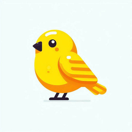 Cute yellow bird on a light blue background. Vector illustration.のイラスト素材