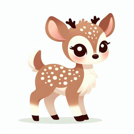 Cute cartoon deer isolated on a white background. Vector illustration.のイラスト素材