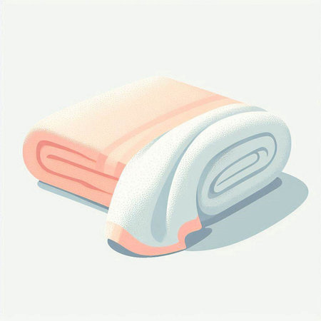 Illustration of a folded towel on a white background, vector illustrationのイラスト素材