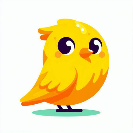 Cute yellow bird isolated on a white background. Vector illustration.のイラスト素材