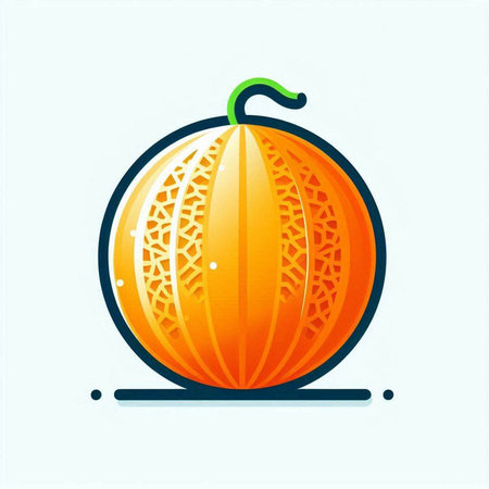 Melon icon. Vector illustration in flat style. Fruit icon.のイラスト素材