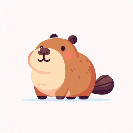 Cute cartoon beaver. Vector illustration in watercolor style.のイラスト素材