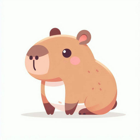 Cute cartoon beaver isolated on white background. Vector illustration.のイラスト素材