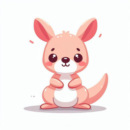 Cute kangaroo cartoon character. Vector illustration isolated on white background.のイラスト素材