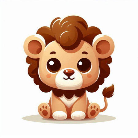 Cute cartoon lion. Vector illustration isolated on a white background.のイラスト素材