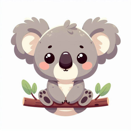 Cute koala on a branch. Vector illustration in cartoon style.のイラスト素材