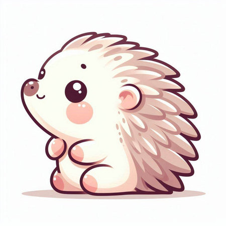 Cute cartoon hedgehog. Vector illustration isolated on white background.のイラスト素材