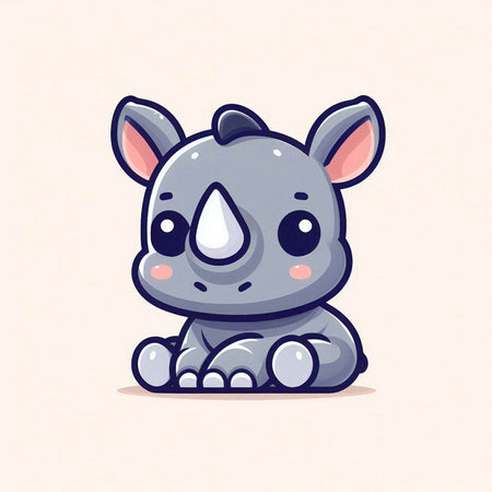 Cute cartoon rhinoceros. Vector illustration of cute animal.のイラスト素材