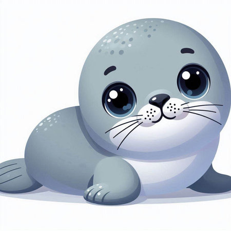 Cute baby seal on a white background. Vector cartoon illustration.のイラスト素材