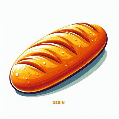 Illustration of a loaf of bread isolated on a white background.のイラスト素材