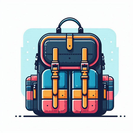 Vector illustration of a backpack on a white background. Flat style.のイラスト素材