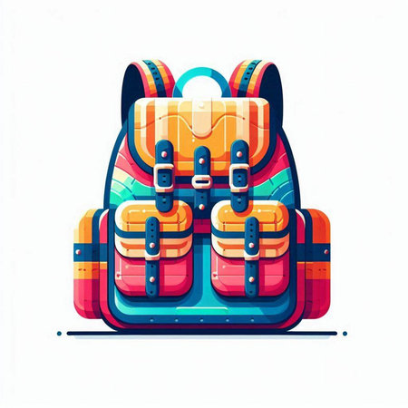 Backpack isolated on a white background. Vector illustration in cartoon style.のイラスト素材