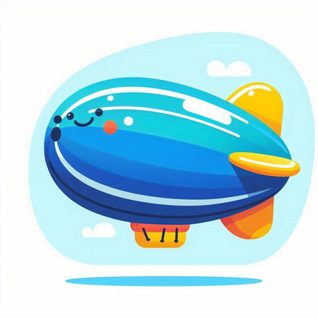 Airship. Cartoon style. Vector illustration for web design or print.のイラスト素材
