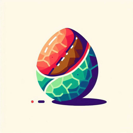 Illustration of a multicolored easter egg with a patternのイラスト素材