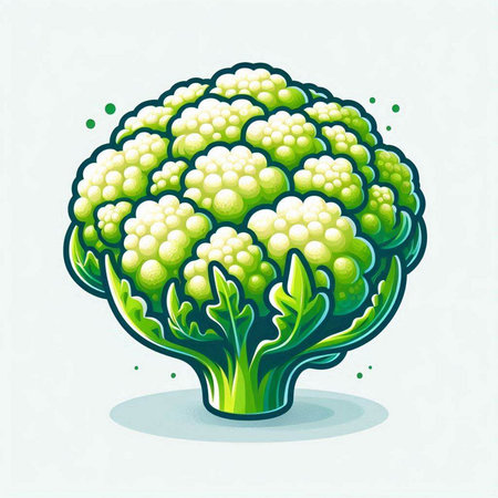 Illustration of green cauliflower on white background, vector illustration.のイラスト素材