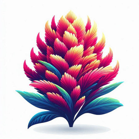 Illustration of a colorful tropical flower isolated on a white background.のイラスト素材