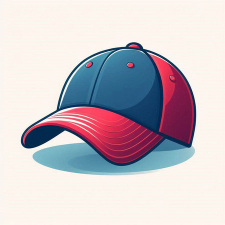 Baseball cap with red and blue visor. Vector illustration.のイラスト素材