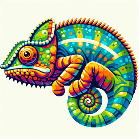 Colorful chameleon isolated on white background. Vector illustration.のイラスト素材